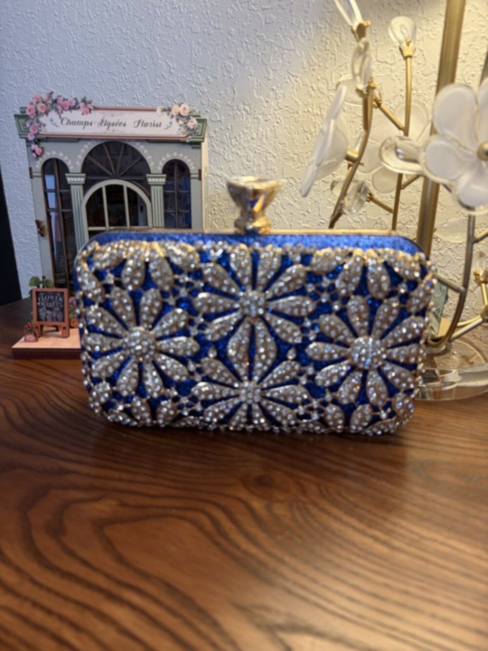 Jewel Encrusted Blue Evening Bag - Picture 2 of 4